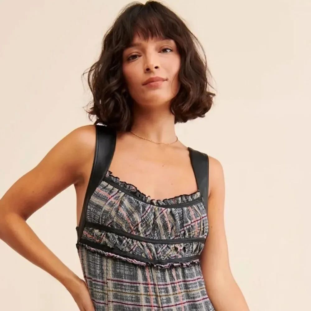 Free People Marley Plaid One Piece Jumpsuit - Picture 4 of 6